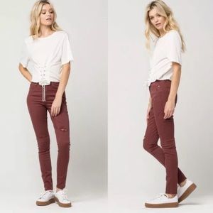 RSQ Womens NWT Rust Distressed High Rise Pants